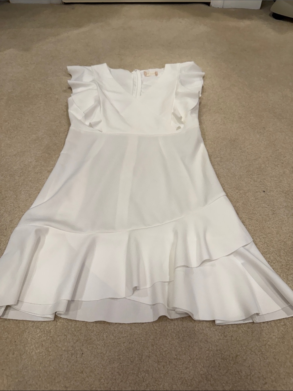 Altar'd State White Ruffle V-Neck Mini Dress - Picture 2 of 7
